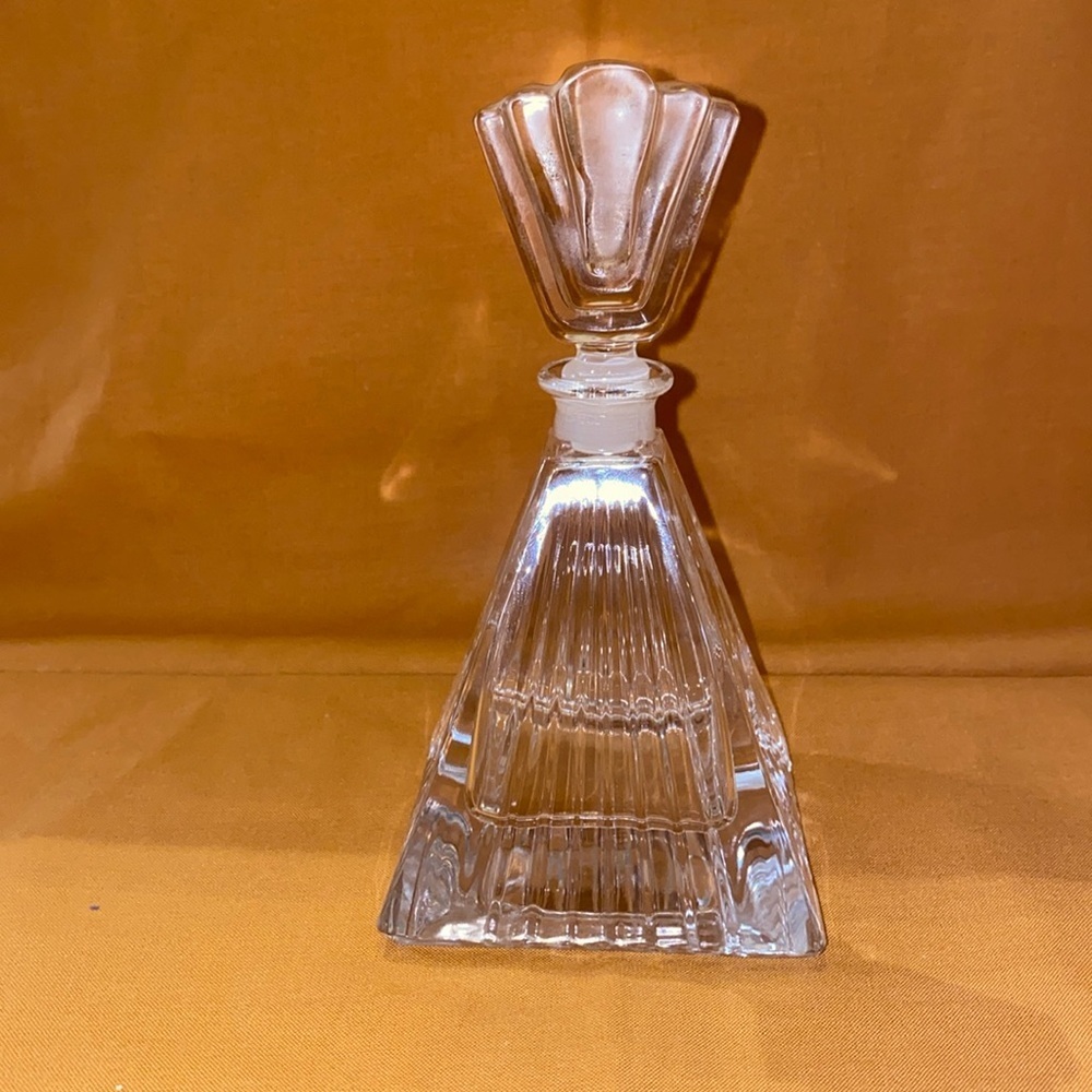 Vintage 1970’s RCR Crystal Perfume Bottle - clear Pyramid Shape Perfume Bottle